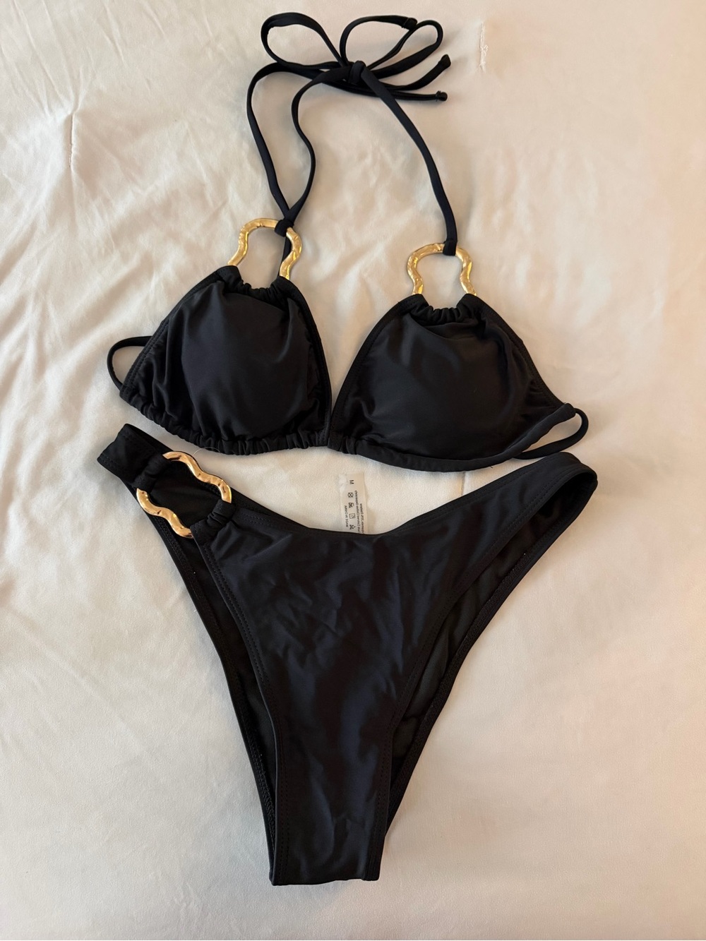 Gold and Black Bikini Set M